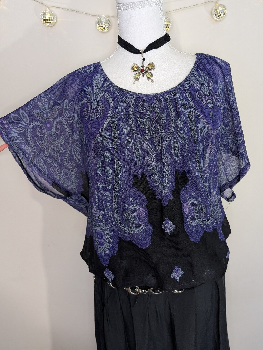 Women’s Purple Paisley Sheer Blouse
